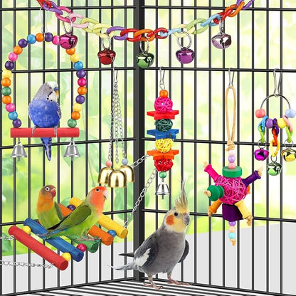 Bird Toys for Conures with Colorful Ladder Hammock Bird Cage Accerious Bird - Image 4
