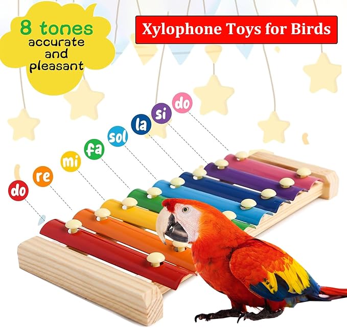 Large Parrot Suspensible Xylophone Toy, Medium Birds, African Grey - Image 5