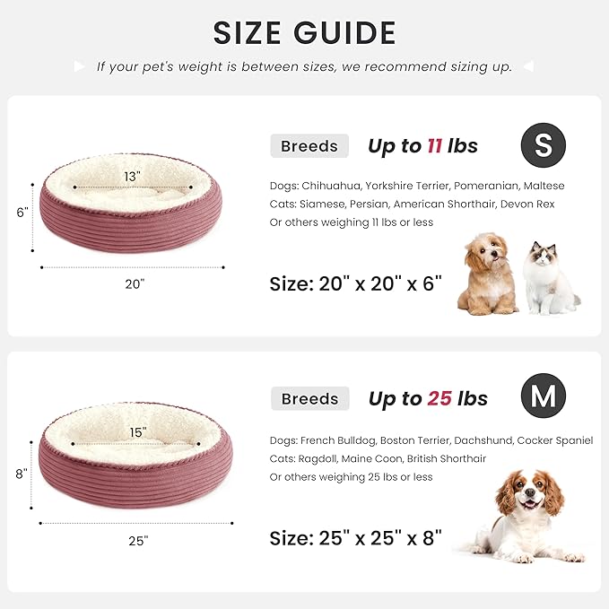 Love's cabin Round Donut Cat and Dog Cushion Bed, 20in Pet Bed - Image 4