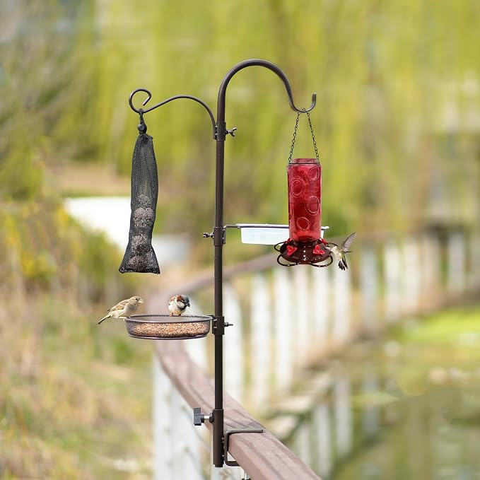 ERYTLLY Deck Hook Bird Feeder Pole Bird Feeder Porch Multi Hook Bird Feeding - Image 7