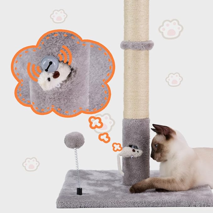 PAWSFANS Cat Scratching Post for Indoor Cats and Kittens, 30inches Tall Sisal - Image 3