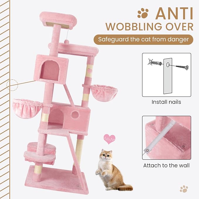 SHA CERLIN 65in Larger Cat Tree Tower Condo - Image 7