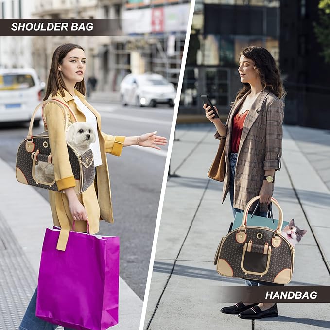 Fashion Dog Carrier PU Leather Dog Handbag Dog Purse Cat Tote Bag Pet Cat Dog - Image 7