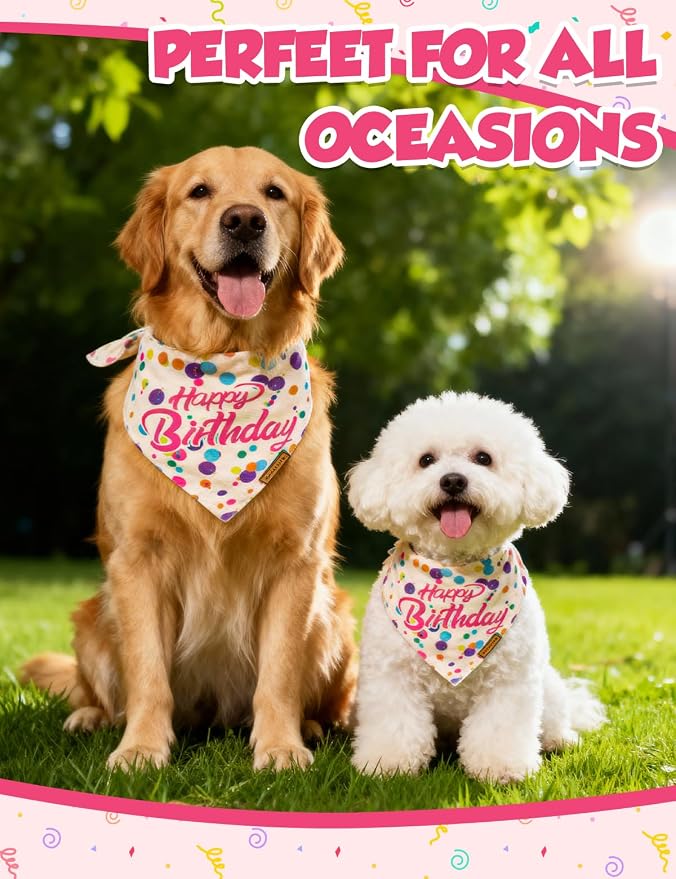 Luxury Double-Layer Dog Birthday Bandana – Handmade, Silk-Soft Polyester - Image 6