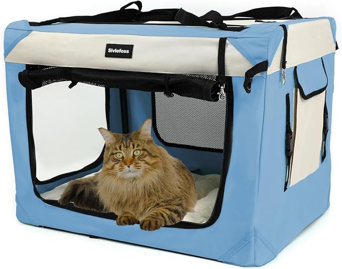Collapsible Travel Dog Crate Portable Soft-Sided Pet Kennel Extra Large Cat by Sivlefoss