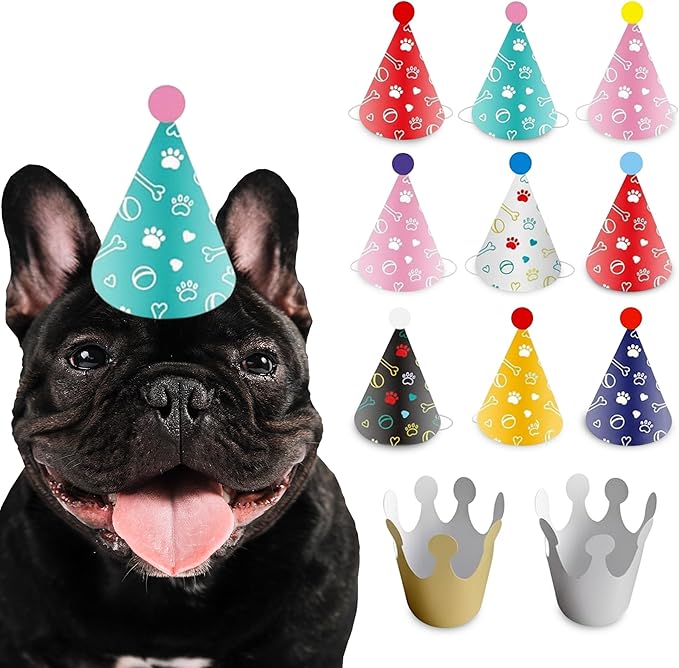 Dog Birthday Party Hat Set, Reusable & Adorable Kitty/Doggy Birthday by Unknown