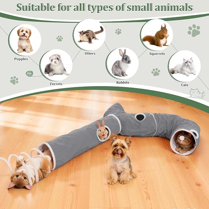 Ownpets 2-in-1 Cat Tunnel, Large Lollipop Shape Cat Tunnel Toy - Image 8