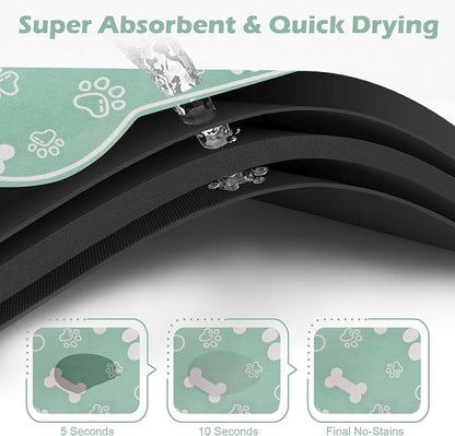 Dog Cat Mat for Food and Water, Rapid Absorbent Pet Feeding Mat, Bone Shaped - Image 2