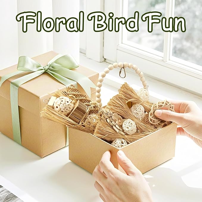 5-Pack Natural Flower Bird Toys – Foraging & Chewing Toys - Image 5