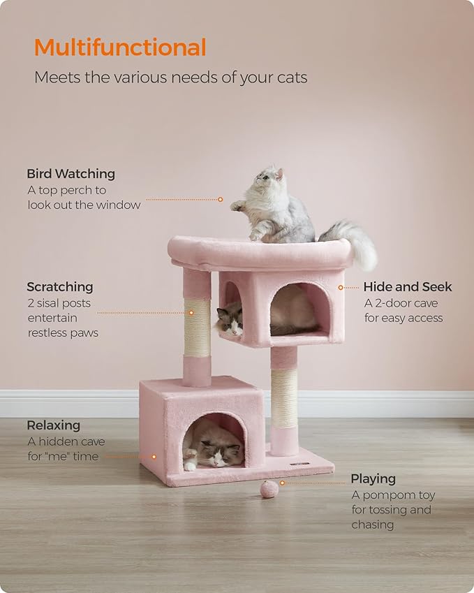 Feandrea Cat Tree, 33.1-Inch Cat Tower, Plush Condo - Image 4