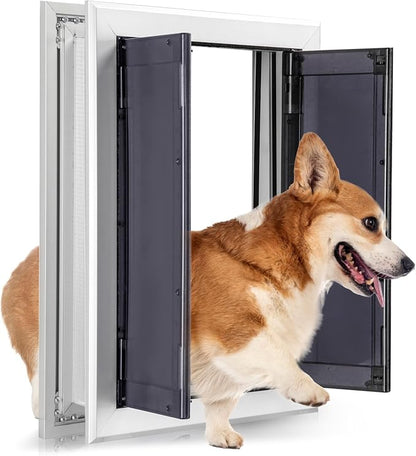 Aluminum Pet Door with Panels, Durable Dog Door with Automatic Closing Magnetic by freetoenterandexit