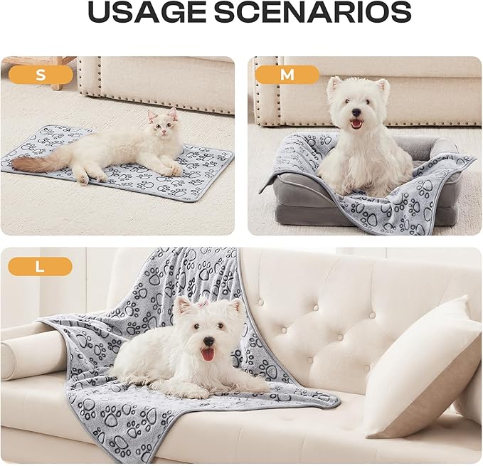 Luciphia 1 Pack 3 Blankets Fluffy Premium Fleece Pet Blanket Flannel Paw - Image 2