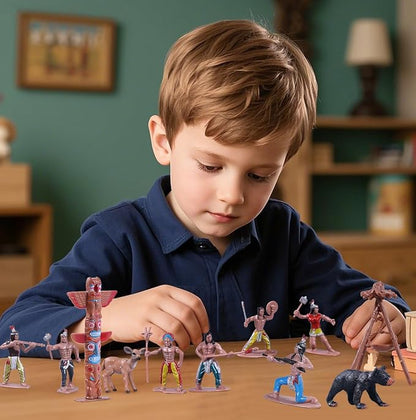 31Pcs Native American Village Playset, Totem Pole, Tribal Cultural History - Image 4