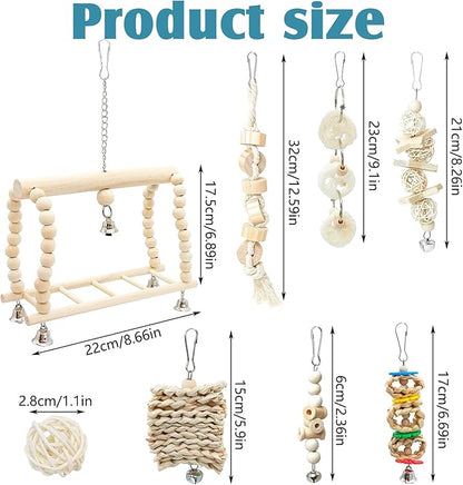 Hamiledyi 13Pcs Parrot Swing Chew Toys Bird Perches Platform - Image 3