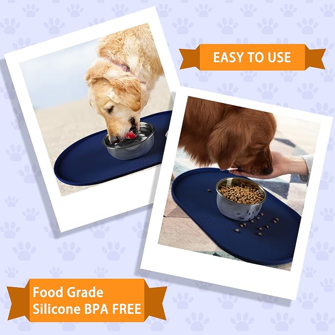 100% Waterproof 0.5" Raised Edge BPA Free Silicone Dog Food Mat, Pet Cat - Image 7