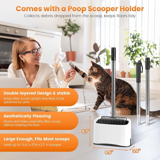 Cat Litter Scoop with Holder 43" Metal Litter Scooper with Stainless Steel Long - Image 7