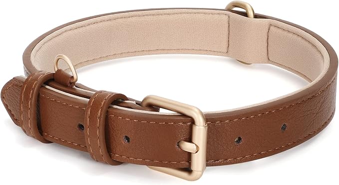 WHIPPY Leather Dog Collar for Small Medium Large Dog Adjustable Soft Breathable by WHIPPY