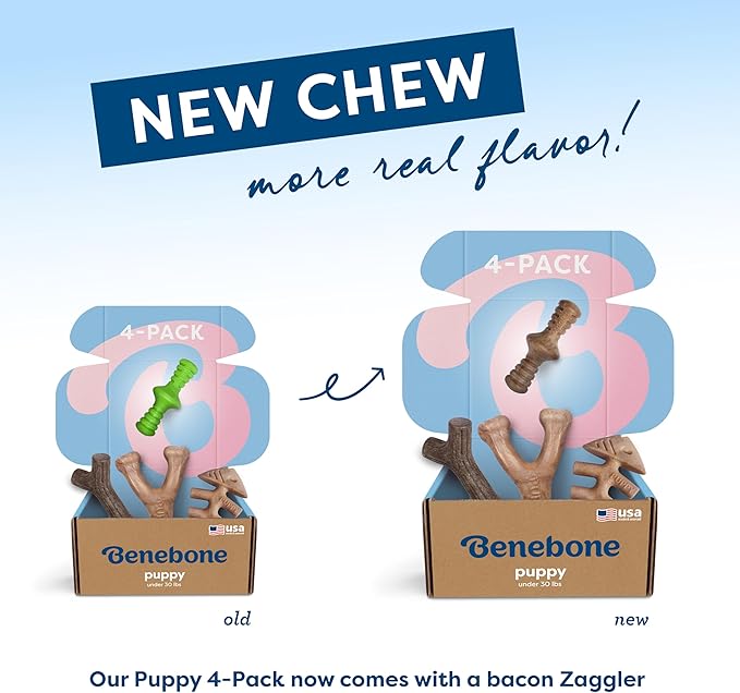 Benebone Puppy 4-Pack Dog Chew Toys, Made in USA, 30lbs and Under, - Image 6