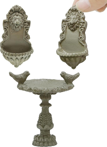 iLAND 1/12 Scale Fairy Garden Accessories Outdoor Miniature Birdbath Fountain & - Image 6