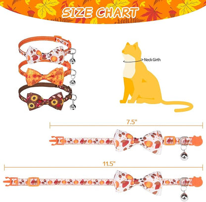 SCENEREAL Fall Thanksgiviing Cat Collar Breakaway Girl Boy, 3 Pack Turkey - Image 2