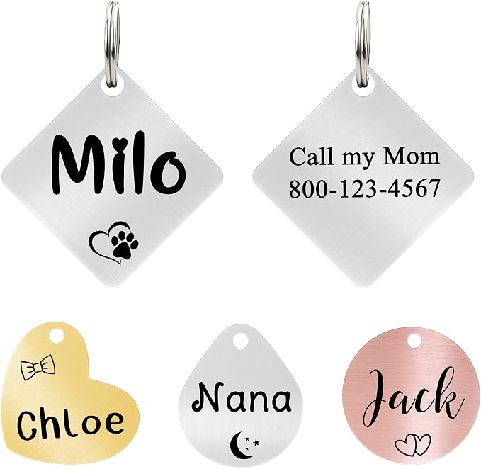 Ultra Joys Cat ID Tag Personalized Pet Tags, Durable Stainless Steel Small Pet by UltraJoys