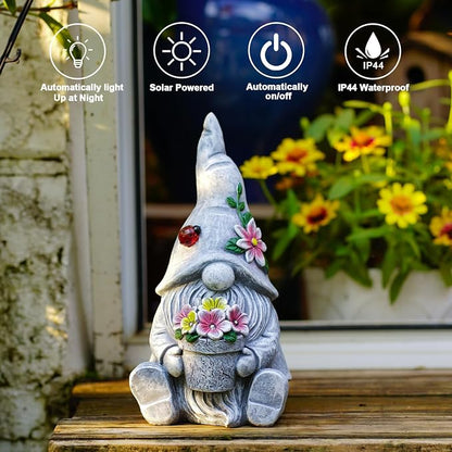 Goodeco Sitting Gnome Holding Flower Statue - Image 6