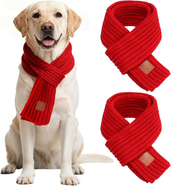 BWOGUE 2-Piece Knitted Dog Christmas Scarf & Bandana by BWOGUEPetHome