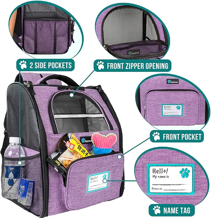 PetAmi Dog Backpack Carrier for Small Large Cat, Ventilated Pet Hiking Backpack - Image 3