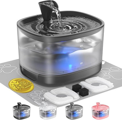 Veken Cat Water Fountain with Detachable Tank, 84oz/2.5L Pet Drinking Dispenser by Veken