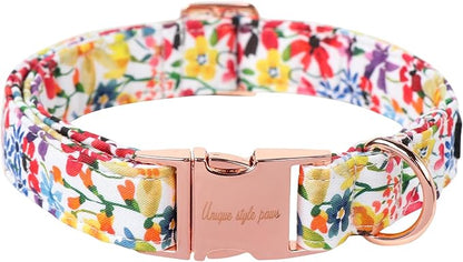 Unique style paws Dog Collar Metal Buckle Colorful Flower Collar Gift Durable by Uniquestylepaws