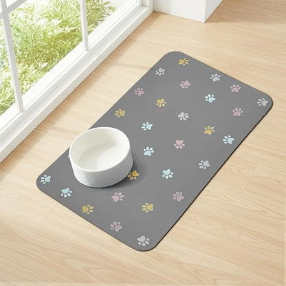 Cat Food Mat Absorbent Dog Mat for Food and Water Non Slip Quick Dry Dog Bowl by YetstockDirect