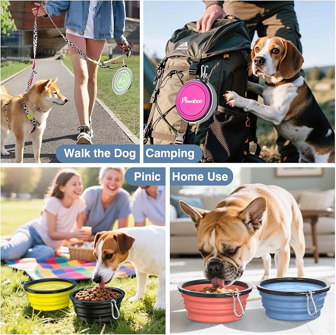Pawaboo Collapsible Dog Bowls 2 Pack, Silicone Feeding Watering Bowls - Image 8