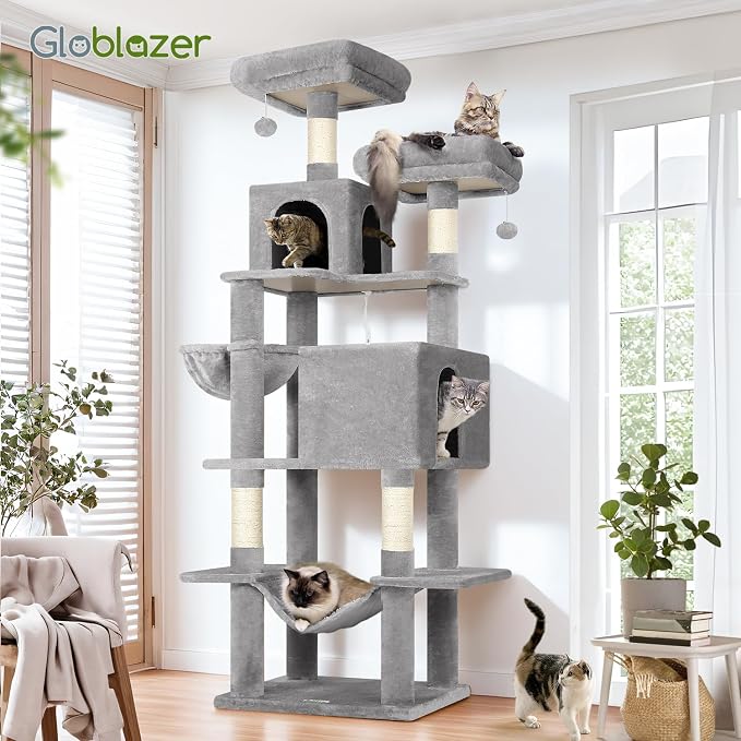 Globlazer Cat Tree Tower, 76-Inch Extra Tall Multi-Level Cat Furniture - Image 7