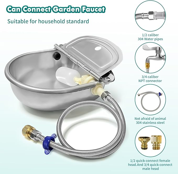 Automatic Water Dispenser for Dogs, Automatic Horse Waterer Bowl - Image 2