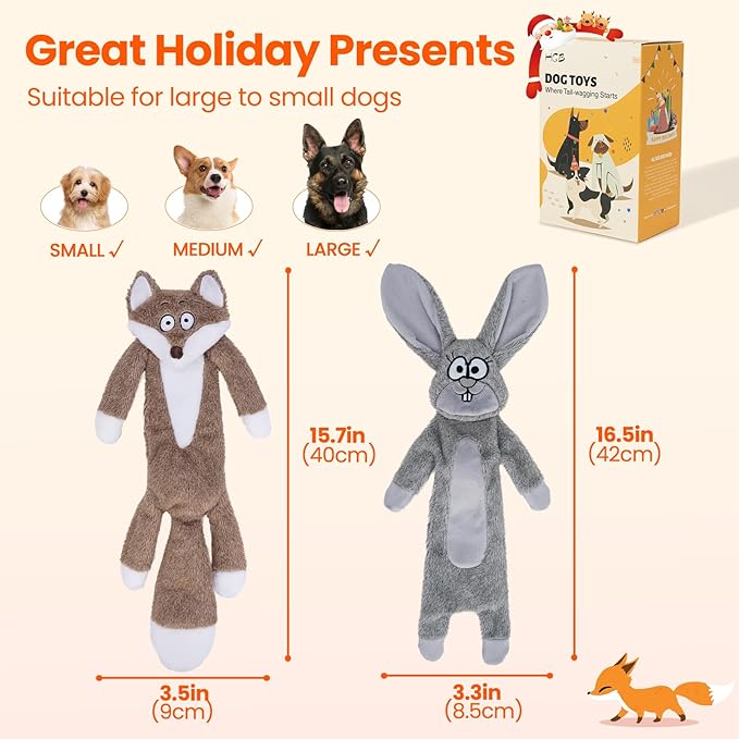 HGB No Stuffing Dog Toys for Aggressive Chewers, Squeaky Crinkle Plush Dog Toys - Image 6