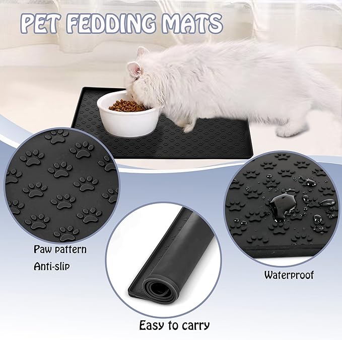 Dog Cat Pet Food Mat for Floor Dog Feeding Bowl Mat for Food and Water Raised - Image 4