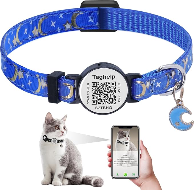 Breakaway Cat Collar with QR Code ID & Modifiable Profile, Upgraded Reflective by Taghelp