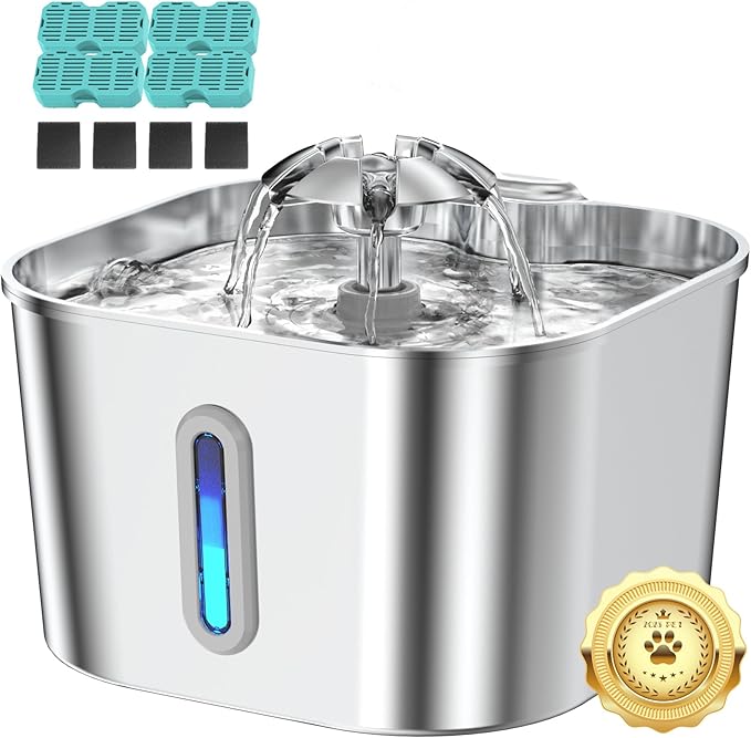 Cat Water Fountain Stainless Steel by Vekonn