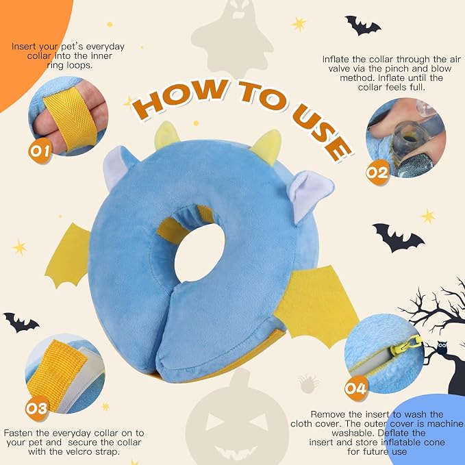 IEUUMLER Inflatable Recovery Dog Collar, Protective Donut Cone, Adjustable Soft - Image 5