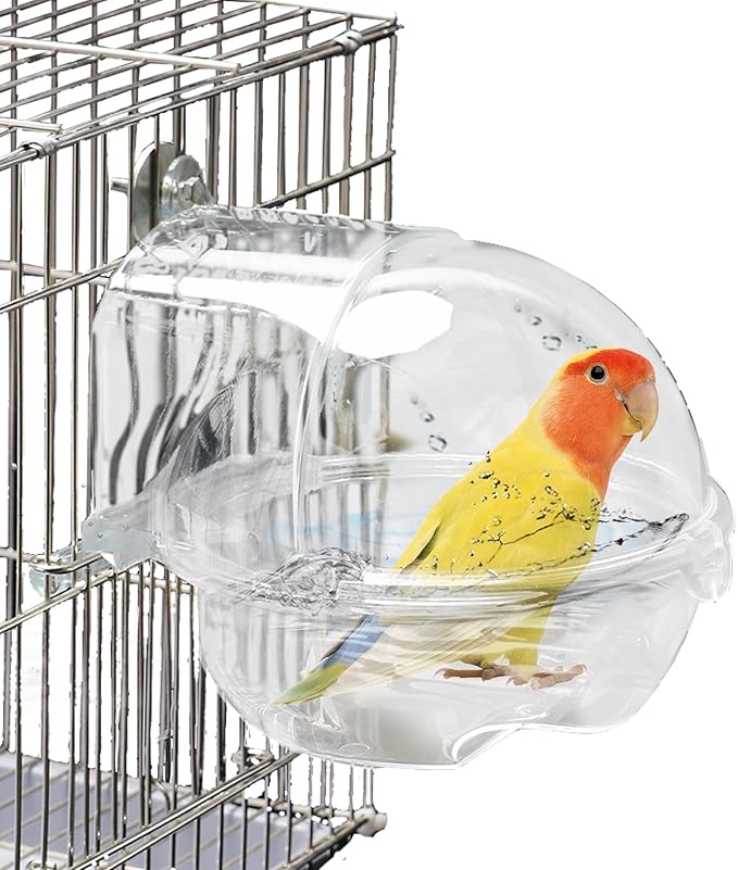 kathson Bird Bath Box for Cage Parakeet Bath Tub Parrot Hanging Bathtub Cube by kathson