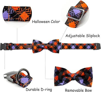Halloween Dog Collar, Pet Collar Bow Plaid Collars Girl Boy Holiday Pet Collars - Image 2