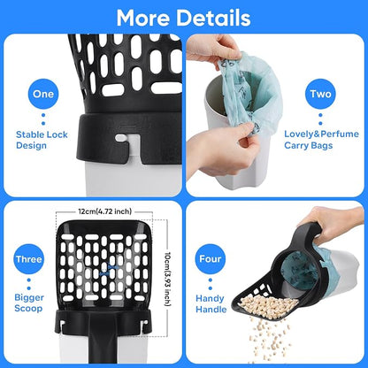 MYPIN Cat Litter Scooper with Holder, Upgraded Cat Litter Shovel with Bags and - Image 4