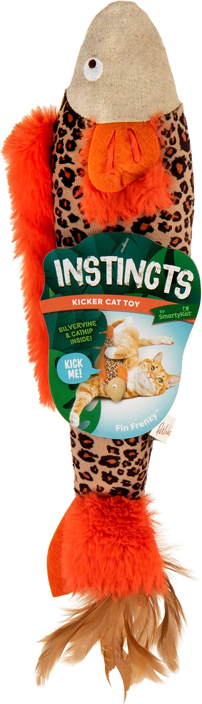 SmartyKat Instincts HappyNip Fin Frenzy Fish Kicker Crinkle Plush Cat Toy - Image 2