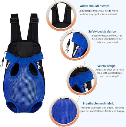 Pet Dog Carrier Backpack, Portable Breathable Mesh Chest Carrier, Polyester - Image 4