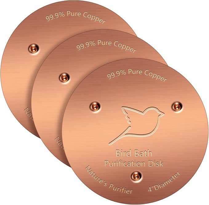 NNG 3 Pack Bird Bath Copper Disk, 1mm Thick Reinforced 99.9% Pure Copper Bird by NNG