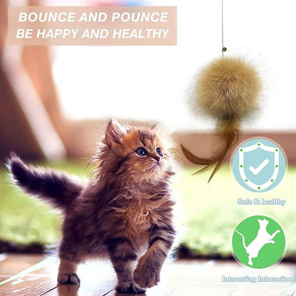 Cat Toys - Rainbow Wand, Feather Flips Plush Ball, Interactive Feather Teaser - Image 4