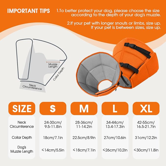 Dog Cone for Large Dogs After Surgery, Adjustable Soft Recovery Cone Collar for - Image 2