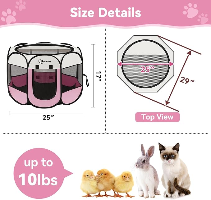 Pink Dog Cat Playpen, Puppy Pet Playpen Indoor - Image 7