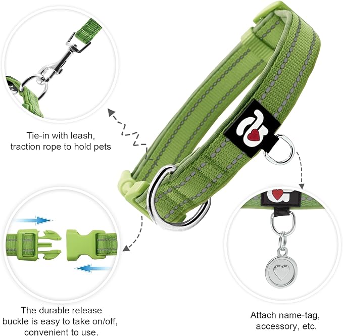 azuza Reflective Dog Collar, Soft Neoprene Padded Pet Collar - Image 2