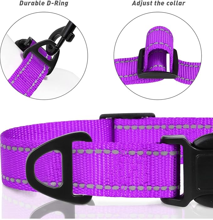 TagME Reflective Nylon Dog Collars, Adjustable Classic Pet Collar - Image 3